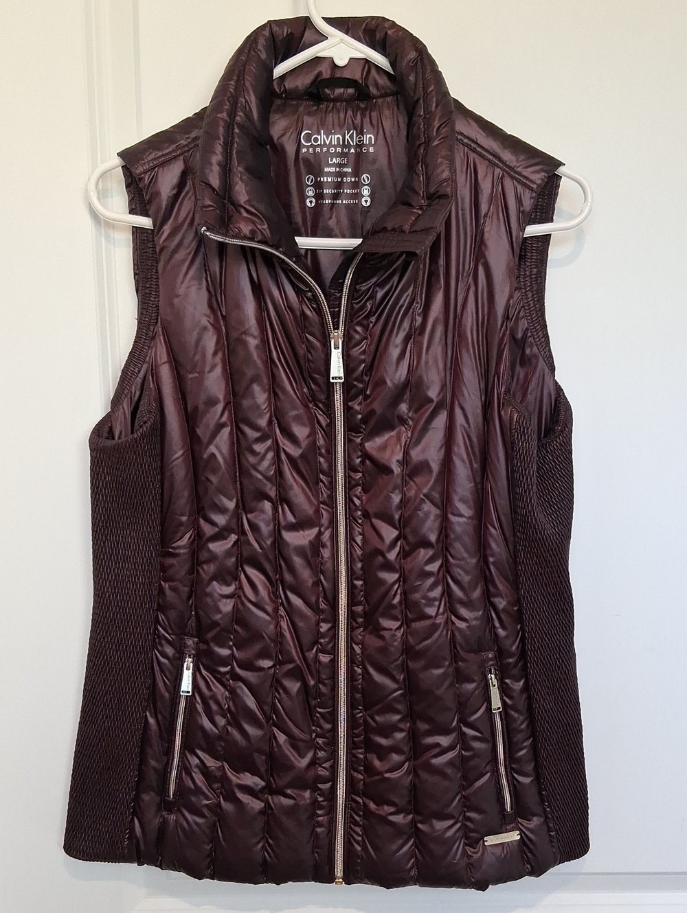 Calvin Klein Quilted Sleeveless Puffer Vest - Deep Maroon